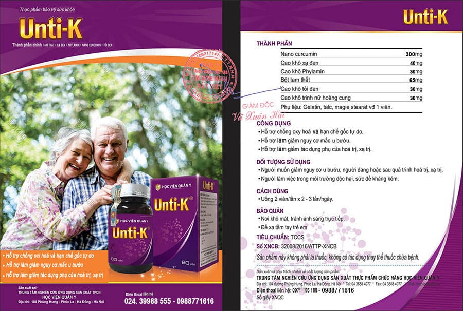 Unti-K Học Viện Quân Y - Hộp 30 viên