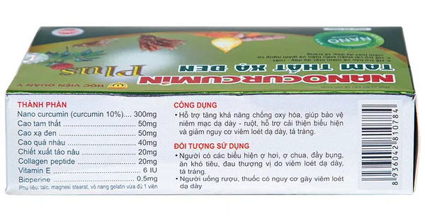 Thành phần Nano Curcumin tam thất xạ đen Plus